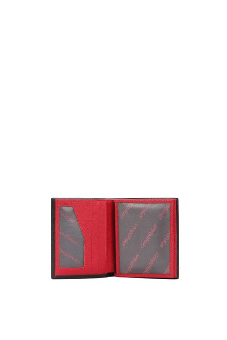 Cengiz Pakel Hakiki Deri Erkek Cüzdan 13643-Siyah-Kırmızı