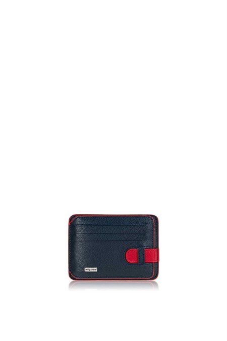 Cengiz Pakel Hakiki Deri Kartlık 2404-Lacivert-Kırmızı
